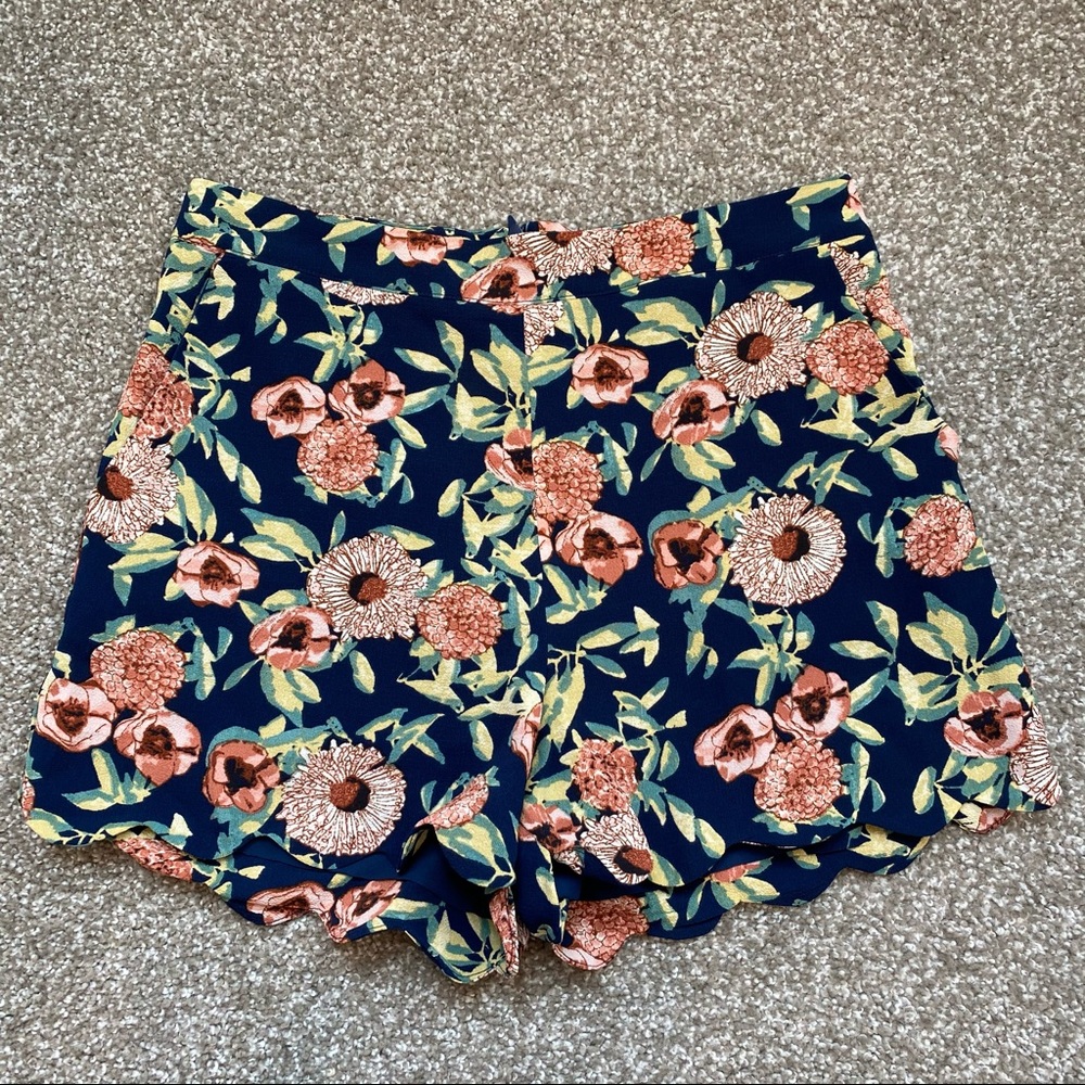 High waisted floral print shorts